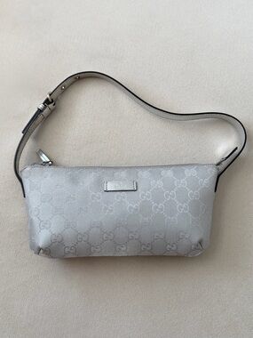 Rare Gucci Silver GG Canvas Pochette